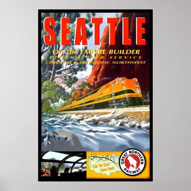 Affiche Grand Train de la Northern Rail EMPIRE BUILDER Nou (Devant)