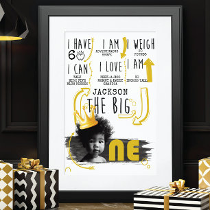 Affiche GRAND UN graphique de jalons Noir Blanc Jaune