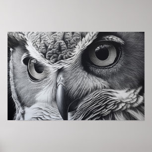 Affiche Grand visage de chouette à cornes avec les yeux cl