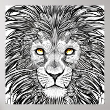 Grand visage de Lion | Noir&blanc