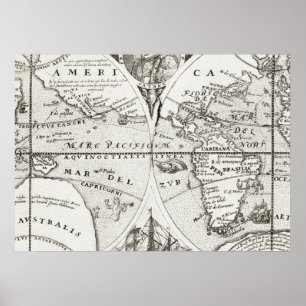 Affiche Grand Voyages Vieux Antique Carte générale Monde