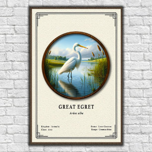 Affiche Grande Aigrette Série de Zoologie