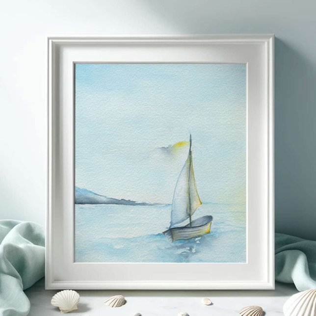 Affiche Grande aquarelle Voilier et Ocean Art (Florida watercolors sailboat art by Victoria Grigaliunas of Do Tell A Belle)