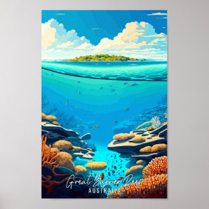 Affiche Grande barrière de corail Australie illustration d