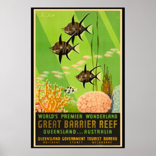 Affiche Grande barrière de corail Australie Vintage