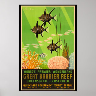 Affiche Grande barrière de corail Australie Vintage