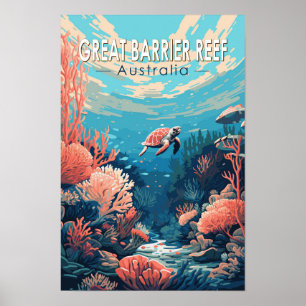 Affiche Grande Barrière de Corail Australie Voyage Art Vin
