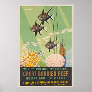 Affiche Grande Barrière de Corail Queensland Australie Vin
