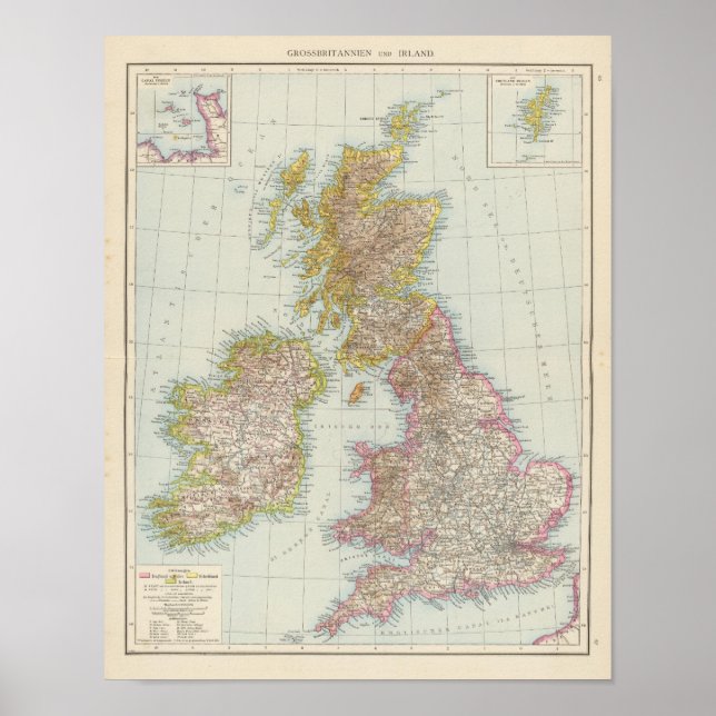 Affiche Grande-Bretagne, Irlande - Map of UK, Ireland (Devant)
