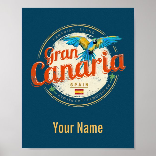 Affiche Grande Canarie Parrot Canaries Espagne Vintage (Devant)