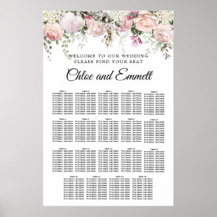 Affiche Grande carte de sièges Mariages à 19 tables en fle
