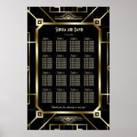 Grande carte de sièges noir et or de luxe