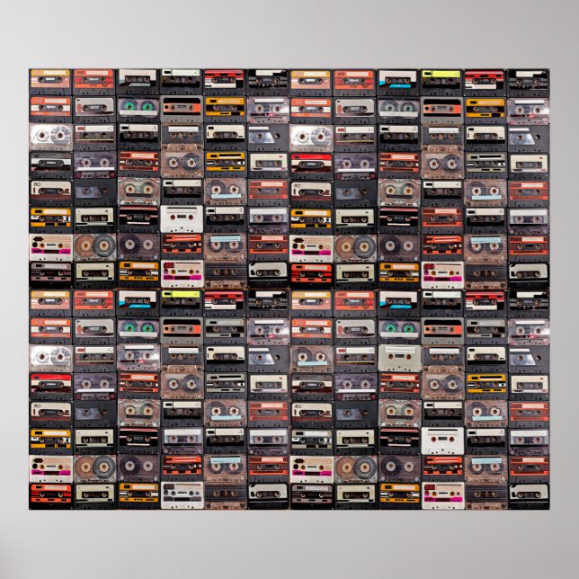 Affiche Grande collection de cassettes audio. Musique rétr (Devant)