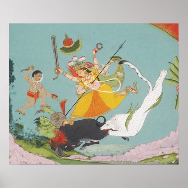 Affiche Grande Déesse Durga Tuant le Démon Buffle (Devant)