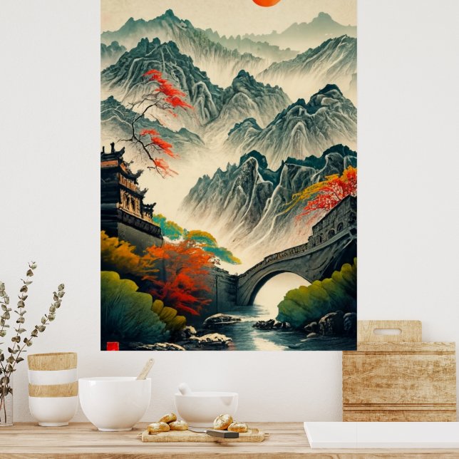 Affiche Grande encre murale en Chine (Cuisine)