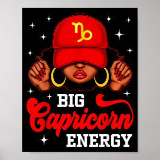 Affiche Grande énergie Capricorne Femme noire avec casquet