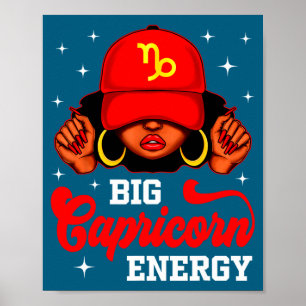 Affiche Grande Énergie Capricorne Femme Noire Avec Zodi Ro