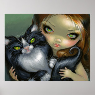 Affiche Grande fée de chat d'oeil de smoking de chat