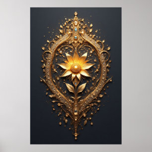 Affiche Grande Fleur Métallique Luxueuse pour Maison Moder
