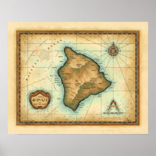 Affiche Grande île d'Hawaii