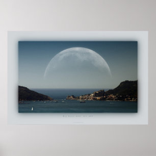 Affiche grande lune au-dessus de la mer