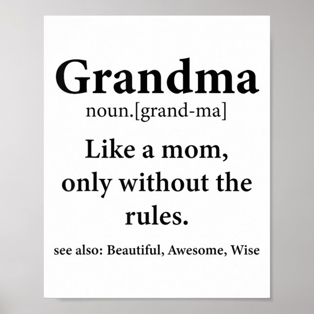 Affiche Grande-mère Définition Comme Maman Sans Règles Drô (Devant)