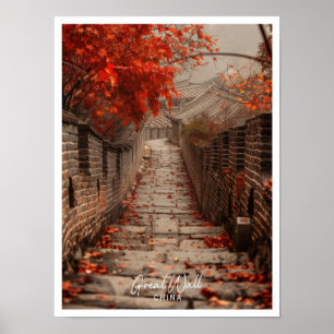 Affiche Grande Muraille de Chine Art Voyage célèbre lieu