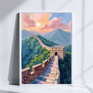 Affiche Grande Muraille de Chine   Peinture de voyage