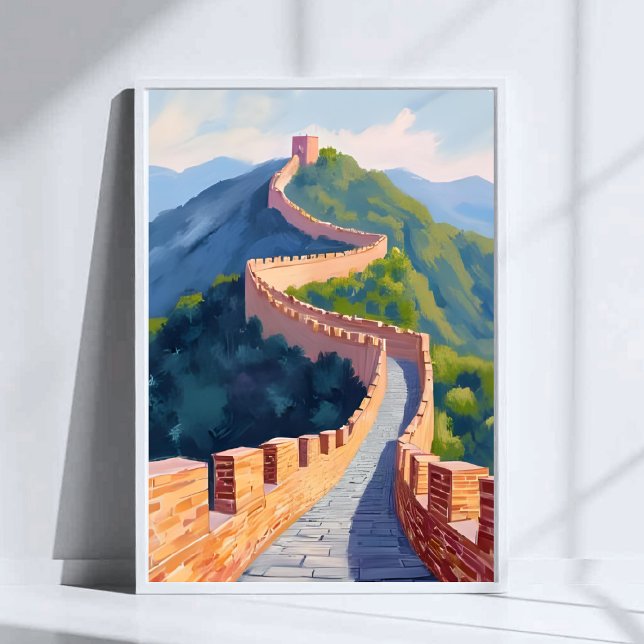 Affiche Grande Muraille de Chine peinture de voyage (Créateur téléchargé)