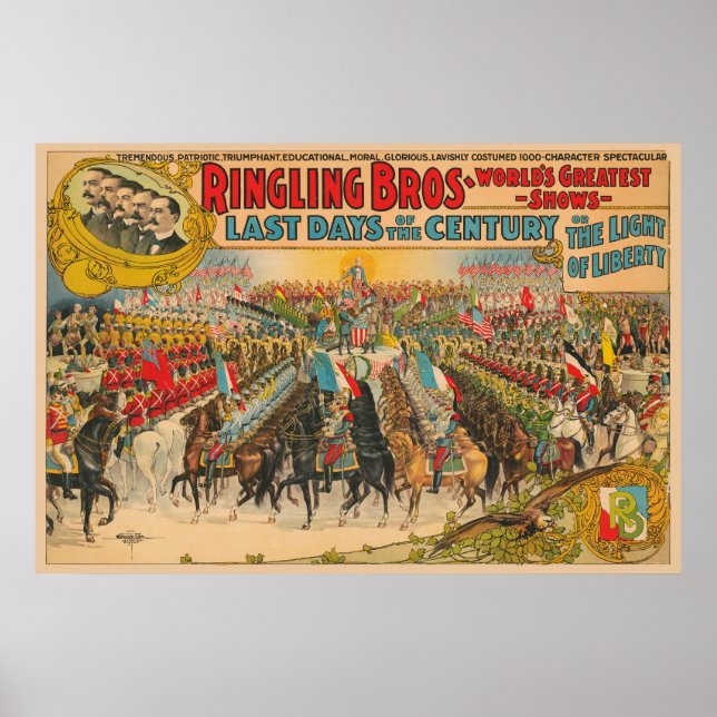 Affiche Grande Parade Avec Des Hommes En Uniformes À Cheva (Devant)