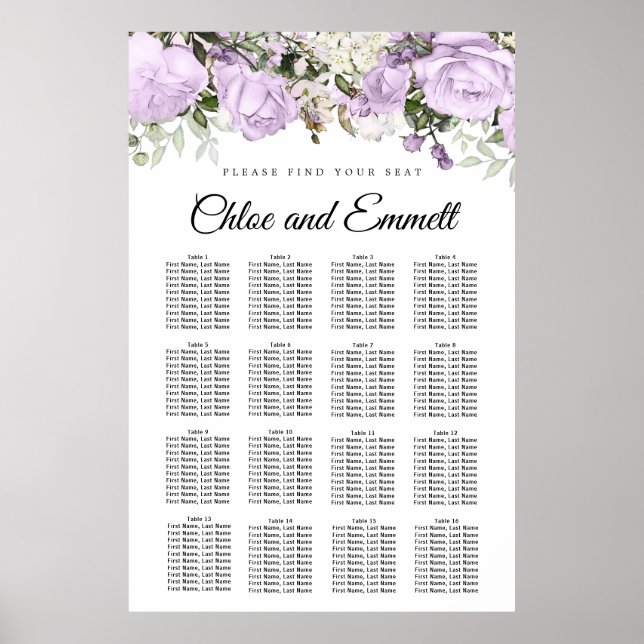 Affiche Grande Plaine Florale 16 Table Mariage (Devant)