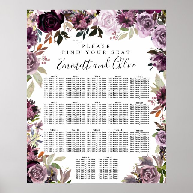 Affiche Grande Plaine rose violet Plaine de 17 tables (Devant)