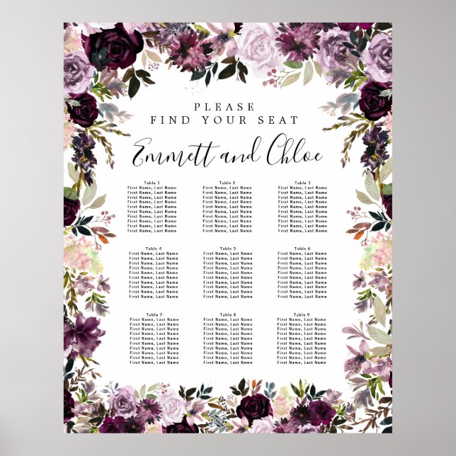 Affiche Grande Plaine rose violet Plaine de 9 tables (Devant)