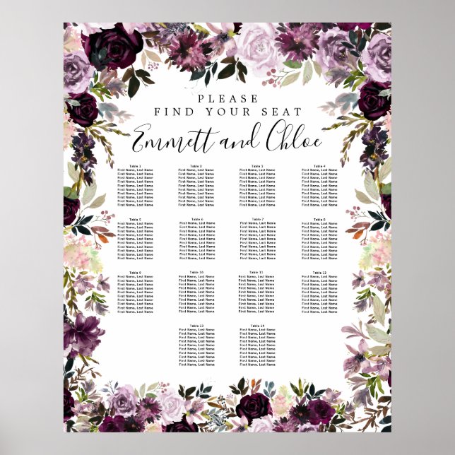 Affiche Grande Plaine rose violet Plaine Plante 14 Table (Devant)