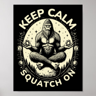 Affiche Grande Pose de Yoga de Bigfoot Drôle de Sasquatch