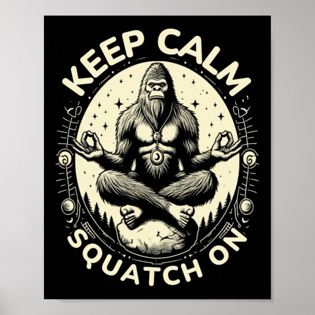 Affiche Grande Pose de Yoga de Bigfoot Drôle de Sasquatch  (Devant)