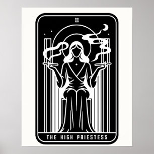 Affiche Grande Prêtresse du Tarot Femme Fumant de l'Herbe