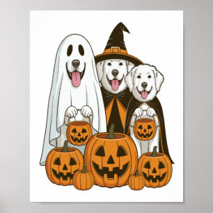 Affiche Grande Pyrenees Chien Fantôme Sorcière Halloween C