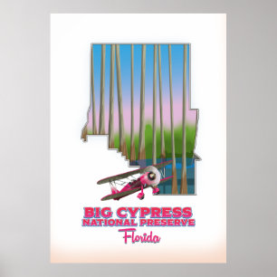Affiche grande réserve nationale de cyprès Floride carte