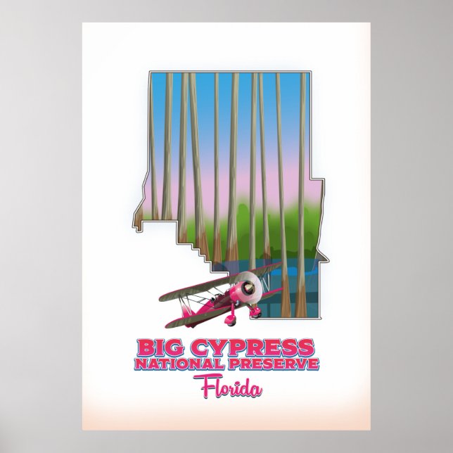 Affiche grande réserve nationale de cyprès Floride carte (Devant)