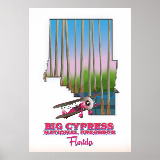 Affiche grande réserve nationale de cyprès Floride carte (Devant)