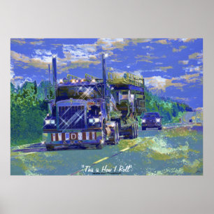 Affiche Grande route de camion d'installation conduisant