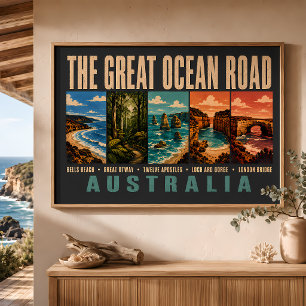Affiche Grande route océanique Australie Illustration de m