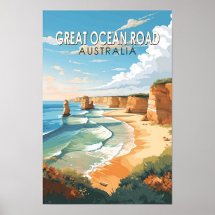 Affiche Grande route océanique Australie Voyage Art Vintag