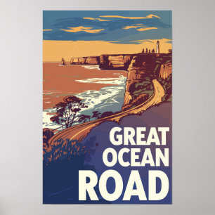 Affiche Grande route océanique Voyage Art Vintage