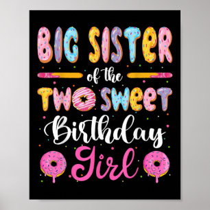 Affiche Grande Sœur Des Deux Douces Fille Anniversaire Don