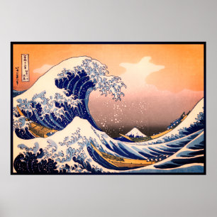 Affiche Grande vague au large de Kanagawa et Mont Fuji Mer