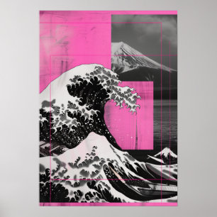 Affiche Grande Vague de Kanagawa Revisitée Rose