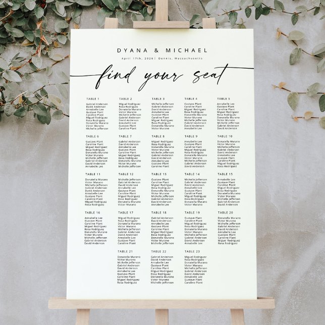 Affiche Grandes 23 Tables Trouvez Votre Siège Graphique (Créateur téléchargé)