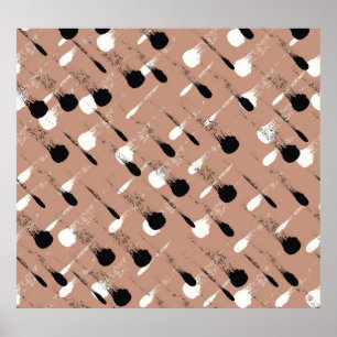 Affiche Grandes géométriques Brown Motif sans fil